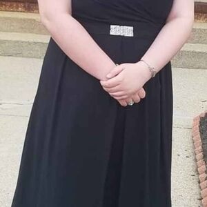 Aria Black One Shoulder Dress with Silver Detail